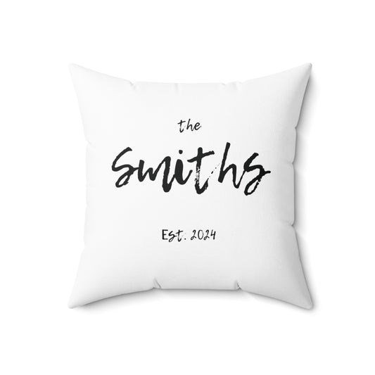 Family Name Decorative Pillow - White